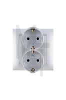 Розетка двойная 2Р+Е Schuko  16А  250В  винтовой зажим  алюминий