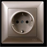 VS2825115 Розетка 1х с заземлением бежевый металлик