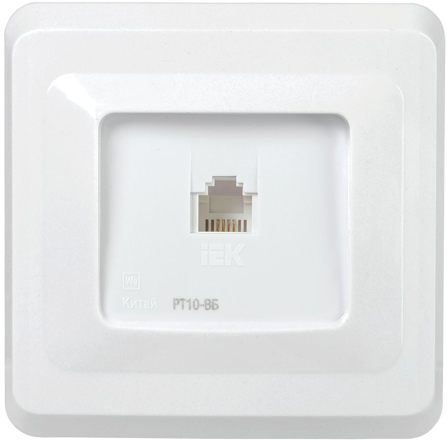 Розетка 1-местная телефонная РТ10-ВБ RJ11 ВЕГА белый IEK