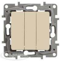 Legrand Etika Сл.кость Выключатель 3-клавишный  10А  авт. клем.