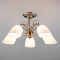Потолочная люстра со стеклянными плафонами 30107/5 античная бронза