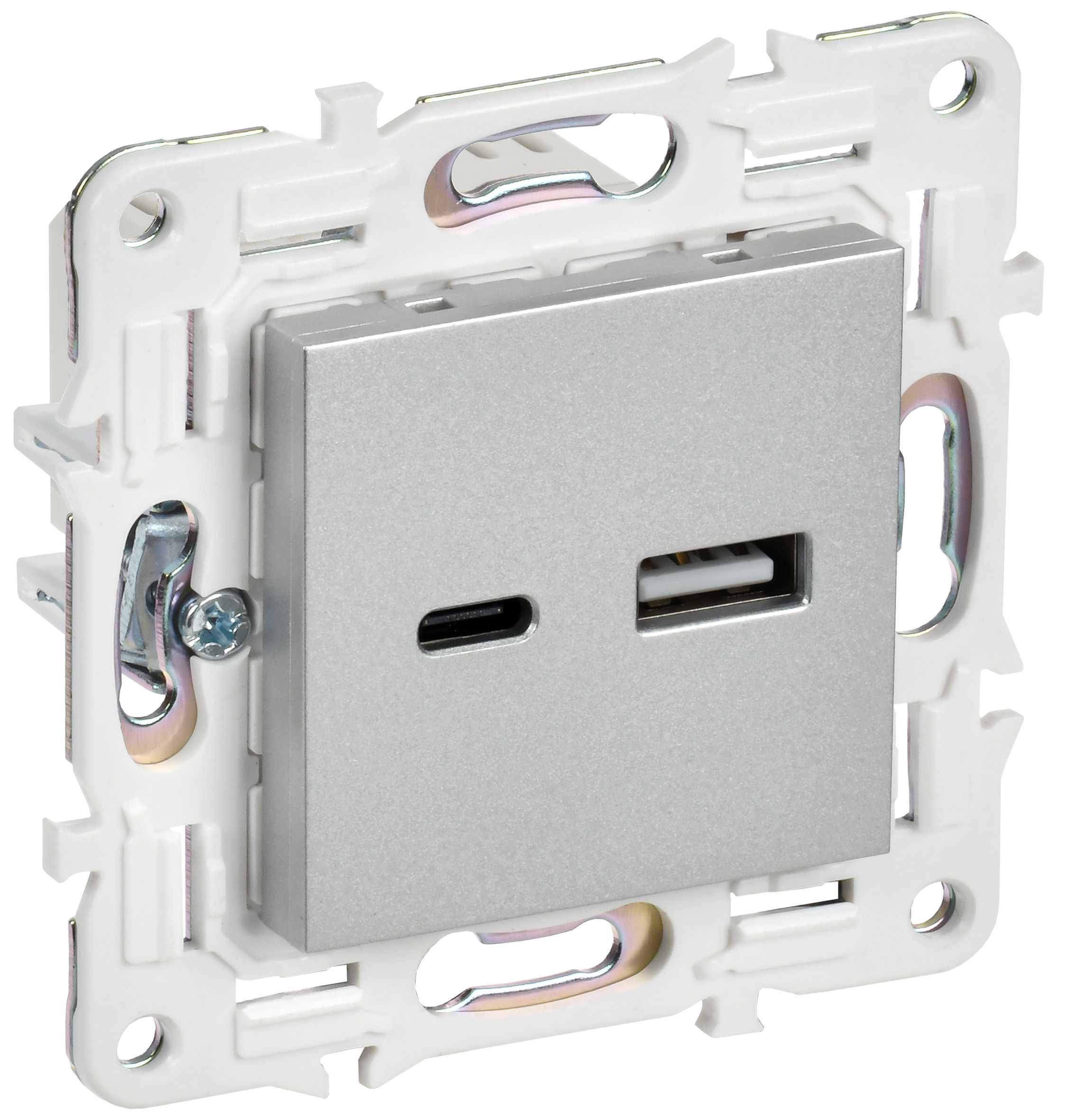 SKANDY Розетка USB A+C 3,1А SK-R14S серебряный IEK