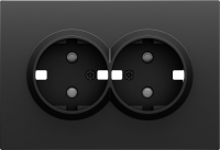 Накладка для розетки 2-й с заземлением, со шторками 16A 250 В~, черный графит, серия S08