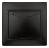 1-203-05 Intro Розетка 2P+E Schuko с крышкой, 16А-250В, IP20, СУ, Plano, антрацит (10/100/3000)