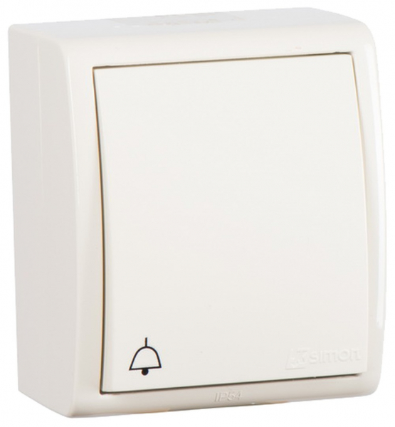 Кнопка клавишная с символом звонок  IP54 10А  250В  винтовой зажим  S15A  слоновая кость