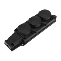 Колодка каучуковая 3 гнезда с крышкой черная, с/з, 16А, IP44, PROconnect