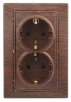 1-205-10 Intro Розетка 2X2P+E Schuko, 16А-250В, IP20, СУ, Plano, венге (10/100/1200)