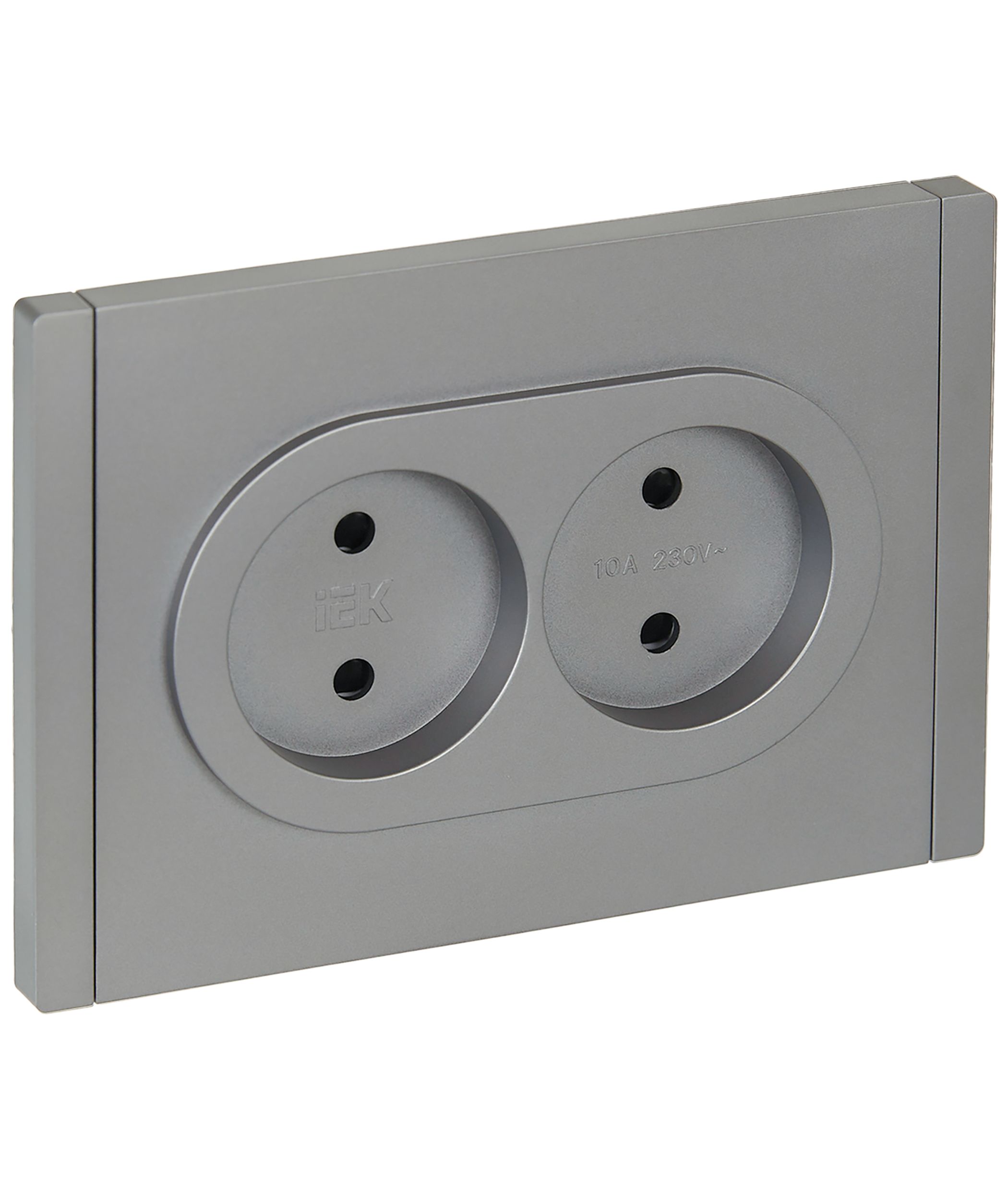 FORTE&PIANO Розетка 2-местная без заземления с защитными шторками безвинтовое крепление 10А FP525 сталь IEK