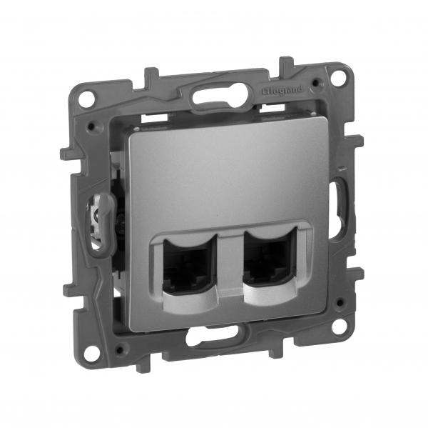 Legrand Etika Алюм Розетка компьютерная 2-ая RJ45  категория 5е UTP - Etika - алюминий