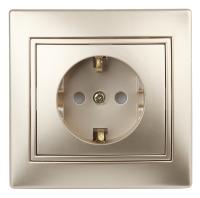 1-206-04 Intro Розетка 2P+E Schuko со шторками, 16А-250В, IP20, СУ, Plano, шампань (10/200/2000)