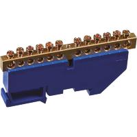 Шина "N" нулевая 8х12мм 12/1 (12 групп/крепеж по центру ) с изолятором на DIN-рейку (20 шт/уп) Промрукав