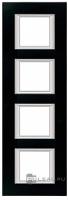 BT Axolute Черное стекло Рамка 2+2+2+2 мод прямоугольная (надпись вертикально)