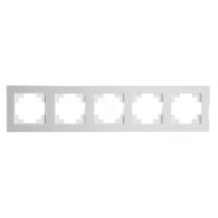 Рамка 5-местная, стекло, STEKKER, GFR00-7005-01М, серия Катрин, белый матовый