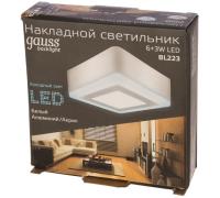 BL223 Светильник Gauss Backlight накладной Квадрат. Акрил  6+3W  LED 4000K  145*145