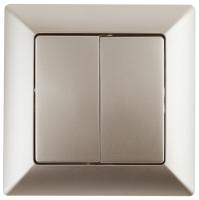 4-104-04 Intro Выключатель двойной, 10А-250В, СУ, Solo, шампань (10/200/2400)