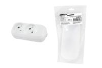 Колодка розеточная 2 гнезда 2П б/з 10А 250В белая серии "Народная"