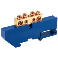 Шина «N» нулевая с синим изолятором на DIN-рейку 8x12мм стойка бол. 4 группы REXANT