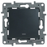 Legrand Etika Антрацит Выключатель 1-клавишный с подсветкой/индикацией  авт.клеммы  10 AX  250 В