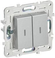 SKANDY Выключатель 2-клавишный с индикацией 10А SK-V09S серебряный IEK