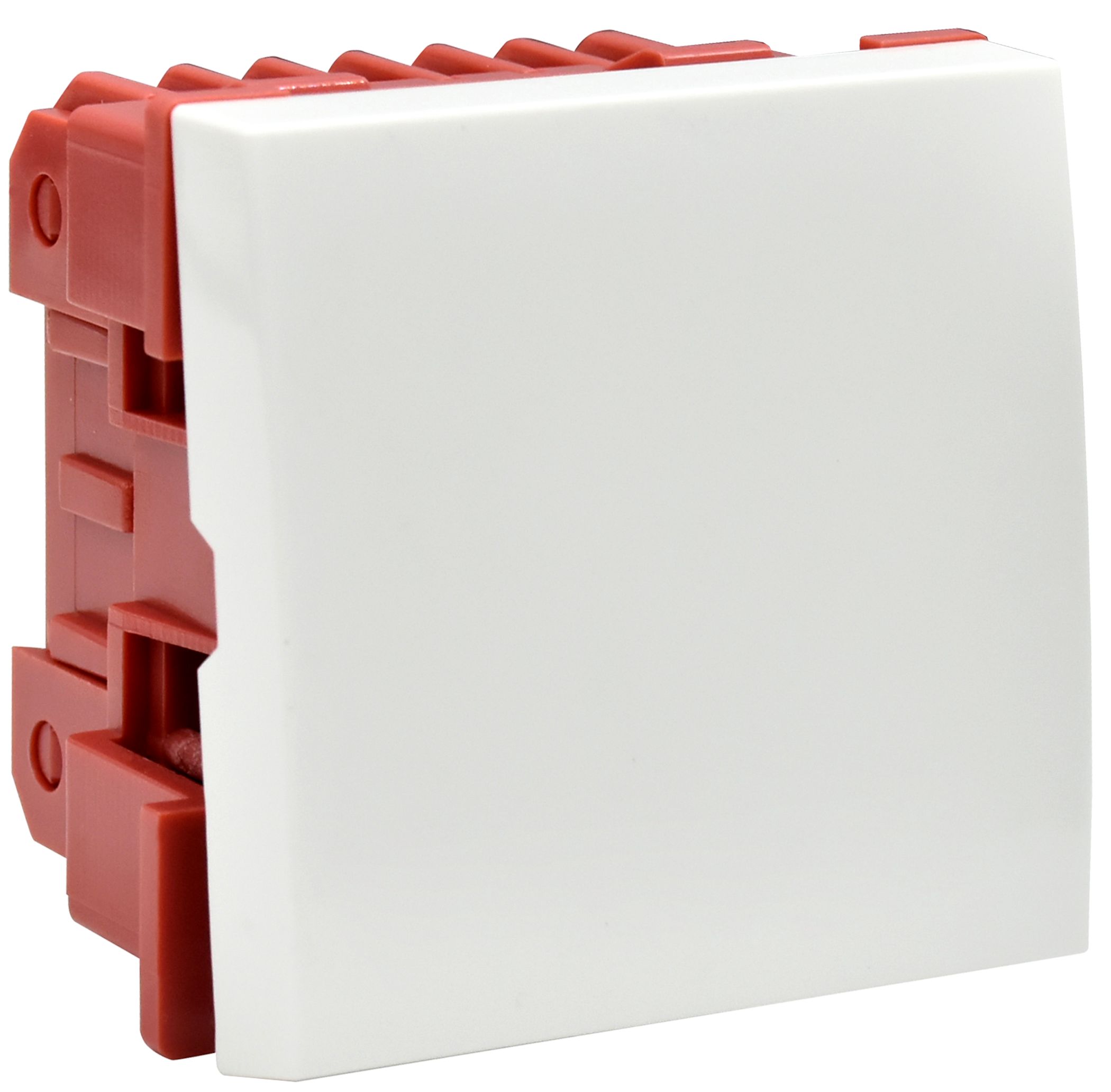 Выключатель проходной (переключатель) одноклавишный ВК4-21-00-П (на 2 модуля) ПРАЙМЕР белый IEK