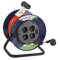 Удлинитель силовой ЭРА RPx-4es-3х1.0-20m на пластиковой катушке c заземлением 4 розетки 20м ПВС 3х1мм2