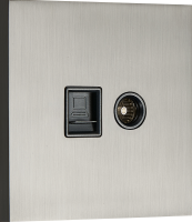 Комбинированая розетка TV + RJ45 (двойная) cat.6/ClassE, вороненая сталь, серия N96