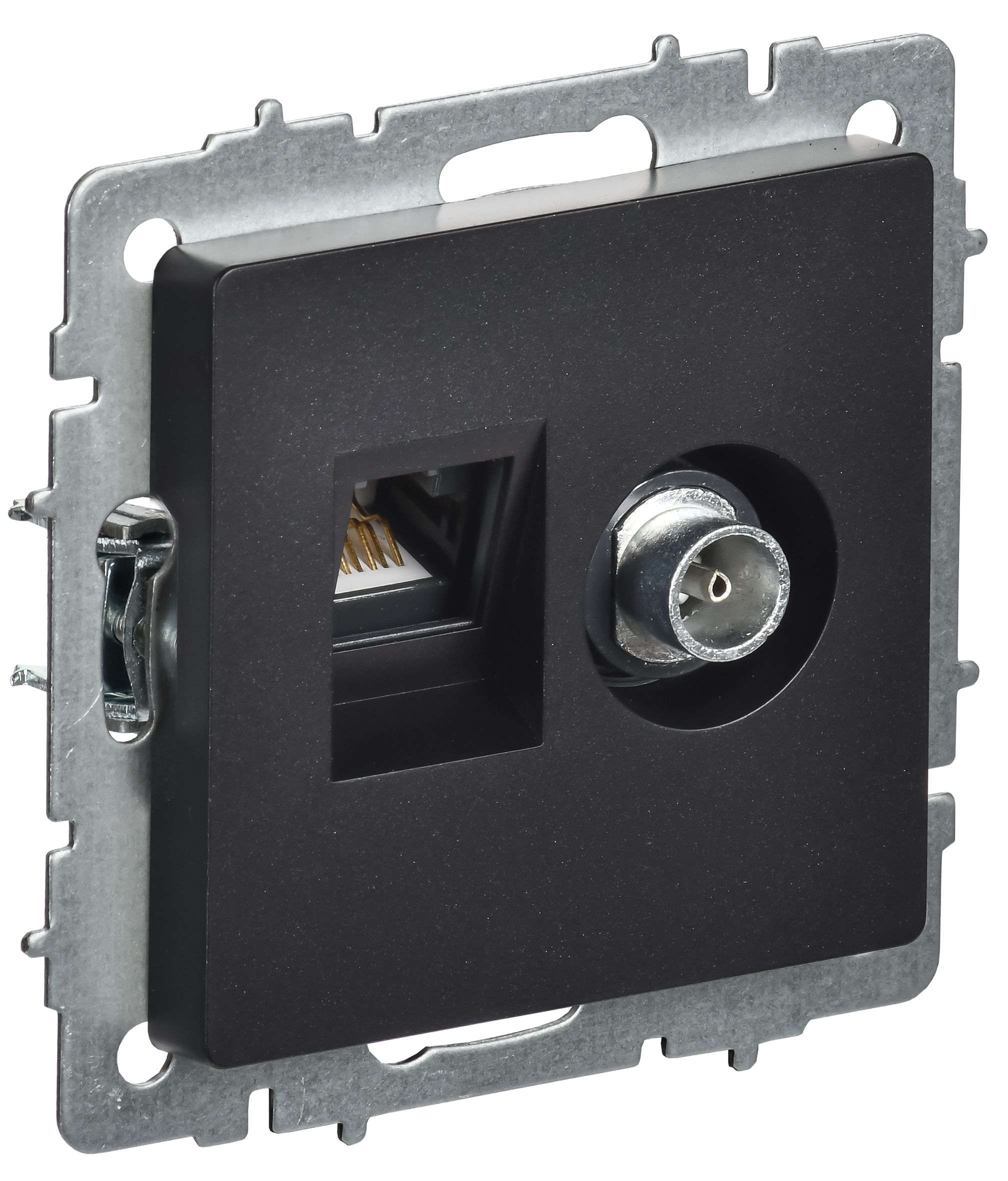 BRITE Розетка двойная TV+RJ45 кат.5E РТВ/РК12-БрЧ черный IEK