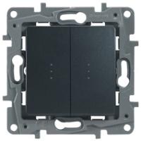 Legrand Etika Антрацит Переключатель 2-клавишный с подсветкой  10А  авт. клем