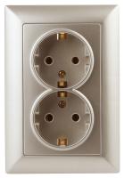 4-205-04 Intro Розетка 2X2P+E Schuko, 16А-250В, СУ, Solo, шампань (10/100/800)