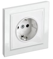 BRITE Розетка 1-местная с заземлением с защитными шторками 16А в сборе РСР14-1-0-БрБ белый IEK