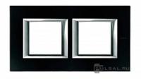 BT Axolute Черное стекло Рамка 2+2 мод прямоугольная (надпись горизонтально)