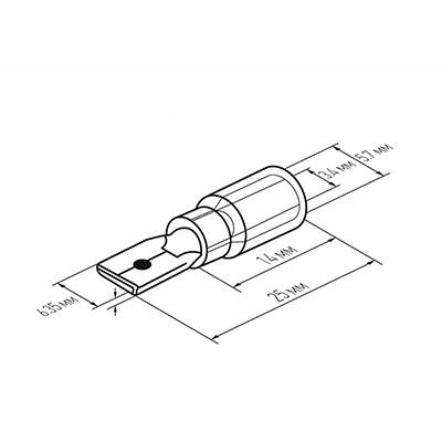 Клемма плоская изолированная термоусаживаемая РПи-п-т 6.0-(6.3)/РпИп-т 6-7-0,8 штекер 6.35 мм 4-6 мм² желтый REXANT