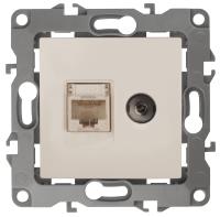 12-3110-02 ЭРА Розетка комбинированная RJ45+TV, IP20, Эра12, слоновая кость (10/100/3200)