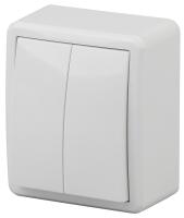 11-1204-01 ЭРА Выключатель двойной, 10АХ-250В, IP20, ОУ, Эра Эксперт, белый (16/160/3200)