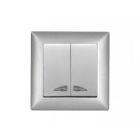 VS2815104 Выкл. 2-клав. с подсв. серебряный металлик