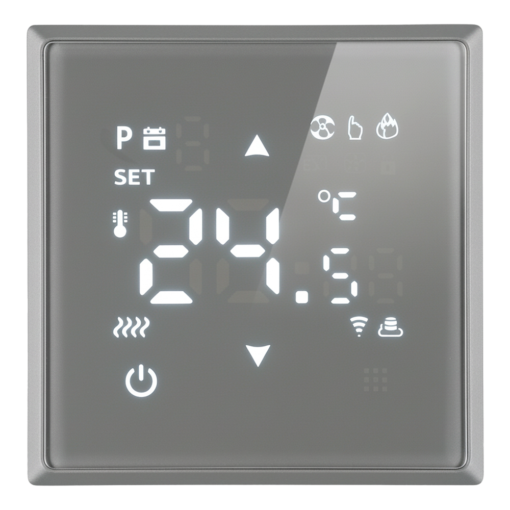 Терморегулятор Wi-Fi (механизм), STEKKER, 250В, 3500Вт, серия Эмили, RSW00-5119-10, платиново-серый, soft touch STEKKER RSW00-5119-10