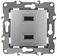 12-4110-03 ЭРА Устройство зарядное USB, 230В/5В-2100мА, IP20, Эра12, алюминий (6/60/1920)