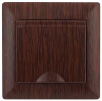 Розетка Intro Solo 4-203-10 с заземлением 2P+E Schuko с крышкой, 16А-250В, IP20, СУ, венге