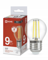 Лампа сд LED-ШАР-deco 9Вт 230В Е27 4000К 1040Лм прозрачная IN HOME