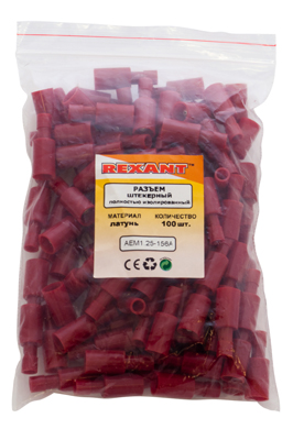 Разъем штекерный полностью изолированный штекер 4 мм 0.5-1.5 мм² (РШПи-п 1.5-4/РшИпп 1,25-4) красный REXANT