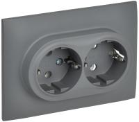 SKANDY Розетка 2-местная с заземлением без защитных шторок 16А в сборе SK-R08Gr серый IEK