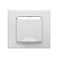 MD2911117 Розетка 1х с крышкой и заземлением бел