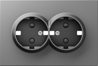 Накладка для розетки 2-й с заземлением, со шторками 16A 250 В~, сталь, серия A07