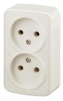 Розетка Intro Polo 3-203-02 без заземления двойная 2х2P, 16A-250В, IP20, ОУ, слоновая кость