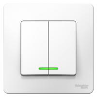 BLANCA С/У 2-клавишный ВЫКЛЮЧАТЕЛЬ (сх.5) с подсветкой, 6А, 250В, БЕЛЫЙ