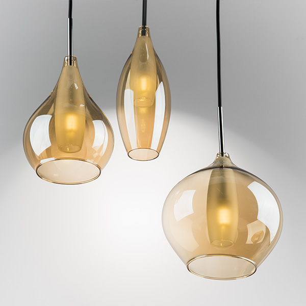 803053 Подвес PENTOLA 3х25W G9 ХРОМ/ЯНТАРЬ