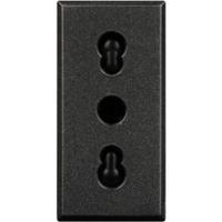 BT Axolute Антрацит Розетка с/з Euro-Italian 10А/16А  безвинт. зажим  1 мод