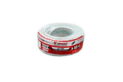 Кабель коаксиальный SAT 703B, 75Ом, Cu/Al/Cu, 75%, 20м, INDOOR, белый REXANT