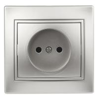 1-201-03 Intro Розетка 2P, 16А-250В, IP20, СУ, Plano, алюминий (10/200/2400)