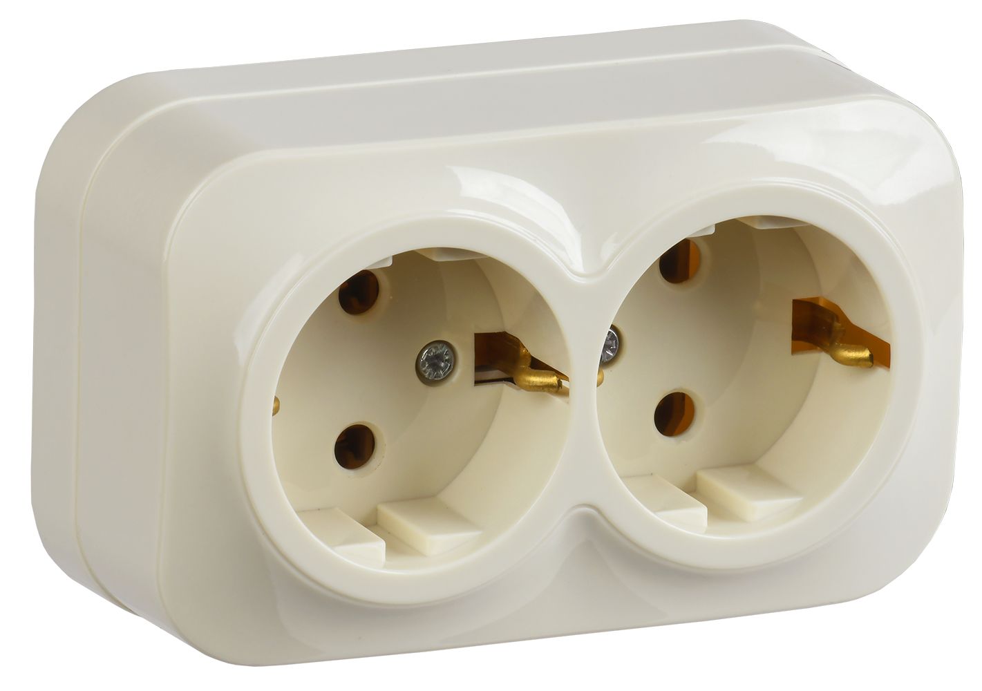 Розетка двухместная для открытой установки РС22-3-ХК с заземлением 16А GLORY кремовый IEK